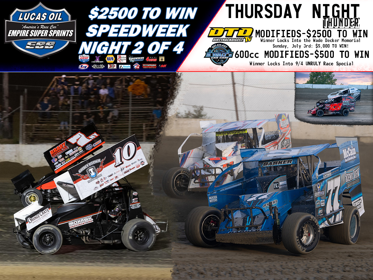THURSDAY NIGHT THUNDER Empire Super Sprints and Open Modifieds race